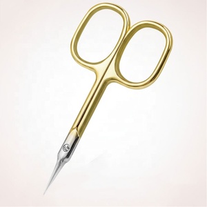 Ciseaux à cuticules en acier inoxydable avec manche plaqué or, outil de soin des ongles à pointe fine de précision pour manucure et pédicure - Product Image 1