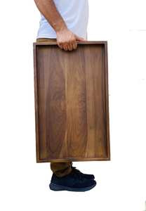 Vaisselle décorative rectangulaire en bois massif véritable naturel, plateau de service à fruits, plateau de service à café, plateau de service à café - Product Image 5