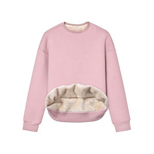 2025 nuevo diseño de mujer Casual cuello redondo pulóver sudadera Invierno Polar Sherpa forrado logotipo personalizado para otoño - Product Image 1