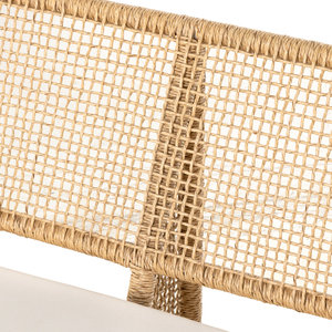 Loveseat de mimbre de ratán natural con marco esculpido y cojín cómodo sofá de 2 plazas estilo bohemio para patio o sala de estar - Product Image 4