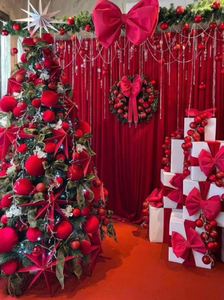 Bolas de Navidad Decoración colgante 8 10 15cm Bola de tela de terciopelo de color rojo Árbol de Navidad Decoración del hogar Adornos de vacaciones - Product Image 3