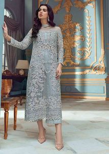 Stylish Heavy Embroidery Indian and Pakistani Design Long Kurta <b>Pant</b> Dress with Lace and Button Decoration for Party or Wedding - Product Image 2