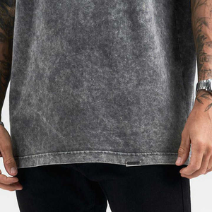 2025 OEM venta al por mayor 100% algodón lavado ácido camisetas Vintage de gran tamaño hombres Jersey alto ácido lavado sólido comprimido - Product Image 4
