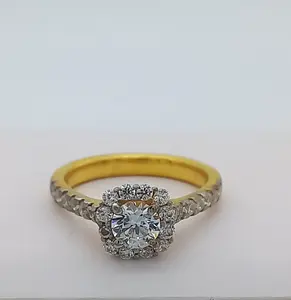 婚礼订婚新娘戒指镀金微铺路透明立方氧化锆理想戒指硅石戒指