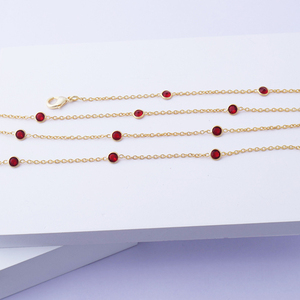Joyería de mujer delicado collar de piedras preciosas de cuarzo rojo Ajuste de bisel chapado en oro Multi Estación cadena de cable de doble capa joyería - Product Image 6