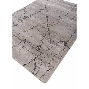 Alfombra de Lana Anudada a Mano Ra-5017 con Patrón Abstracto Gris y Negro para Sala de Estar, Pasillo, Entrada, Rectangular Tipo Rompecabezas para Adolescentes - Product Image 2