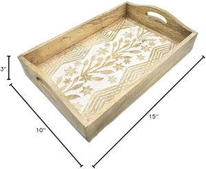 Plateaux et plateaux de service en bois d'acacia Plateau en bois multifonction rectangulaire Plateaux de service en bois pour la décoration intérieure Restaurant - Product Image 5