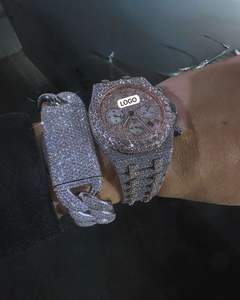 Customised Logo Luxury Quartz men's <b>Watch</b> High Quality Sterling Silver Moissanite Diamond Dial Band in Stainless Steel - Product Image 1