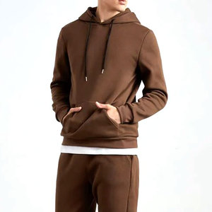 Survêtements pour hommes en gros, couleur marron, manches longues, sweat-shirts d'entraînement, jogging, logo personnalisé - Product Image 2