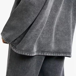 Conjunto de Sudadera Corta con Lavado Ácido y Pantalones Deportivos de Pierna Ancha para Mujer, Fabricante de Ropa Deportiva Informal y Cómoda para Mujer - Product Image 6