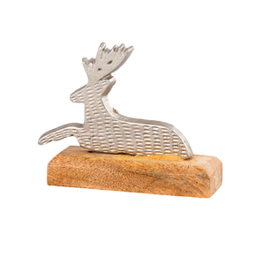 Sculpture d'art moderne en métal en forme de cerf finition argentée écologique pour la décoration de table et de bureau de villa intérieure à la maison - Product Image 1