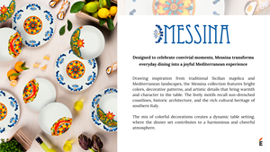 Round Durable Dinner Set of 18 Plates Porcelain Floral & Colorful Pattern Modern Messina by Excelsa Italian Mediterranean Design - Product Image 5