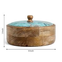 Boîte à chapati en bois élégante faite à la main avec couvercle à motif floral sculpté, cuillères, préservation de la fraîcheur - Décoration de cuisine indienne, prix de gros