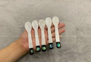 Cuillère ronde en nacre blanche au design unique Cuillère à caviar Serveur de caviar Convient pour profiter d'un caviar coûteux Taille 6-12cm - Product Image 3