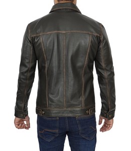 High Quality Coated Custom Logo Front Vintage <b>Cow</b> Skin Hooded Jacket Men Solid Color Autumn Stand Collar Breathable Woven - Product Image 4