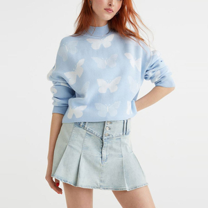 Vente en gros de pulls d'hiver pour femmes pull-over tricoté 100% coton polaire épaisseur OEM Service respirant impression par transfert de chaleur - Product Image 1