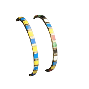 Handcrafted Multicolor Enamel Brass Bangles Slim Stackable Indian Ethnic <b>Metal</b> <b>Bracelets</b> for Women Fashion Jewelry - Product Image 3