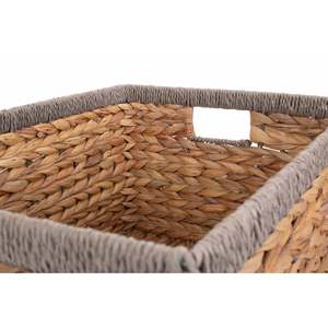 Wasserhyazinthe Rectangular <b>Storage</b> <b>Basket</b> with Grey <b>Rope</b> Border Woven <b>Baskets</b> Product Category - Product Image 5