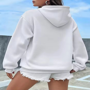 Sudadera con Capucha Personalizada de Alta Calidad, Tejido Grueso de 360 g/m², Algodón Felpa, para Mujer, Color Sólido, con Cordón Ajustable - Product Image 3