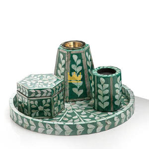 Kinghandicraft Artisanat, incrustation de nacre, écologique, 100% naturel, plateau, boîte, ensemble de brûleur d'encens, mop mubkhar, cadeau de Ramadan - Product Image 6