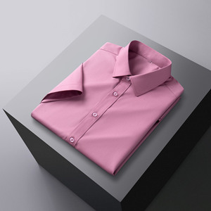 La chemise à manches courtes en coton de 80 fils pour hommes, sans repassage, de qualité supérieure, antirides, avec logo personnalisé OEM pour le printemps et l'été - Product Image 3