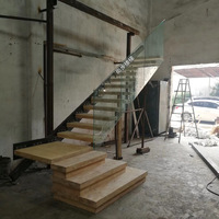 Kit d'escalier flottant contemporain, escalier flottant sur mesure avec garde-corps en verre
