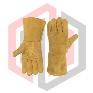 ถุงมือหนังสำหรับงานเชื่อม ถุงมือป้องกันอุตสาหกรรม ถุงมือดับเพลิง หนังแท้แบบแยกชิ้น ป้องกันไฟ ข้อมือถัก ระบายอากาศ ขนาด 14 นิ้ว - Product Image 4