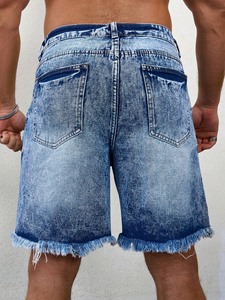 Shorts en jean déchirés pour homme, style décontracté d'été, design effiloché, franges, nouveau style tendance, 100% coton, écologique - Product Image 2
