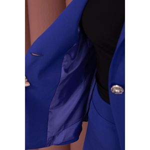 Conjunto de Dos Piezas para Mujer, Blazer y Falda Azul Marino, Estilo Casual y de Negocios, con Decoración de Botones, Corte Regular, Largo Completo - Product Image 5