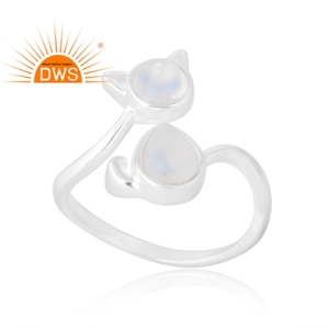 Última venta 925 anillo de piedras preciosas de piedra de luna de arcoíris Natural de plata esterlina joyería personalizada para mujer regalo para ella - Product Image 1
