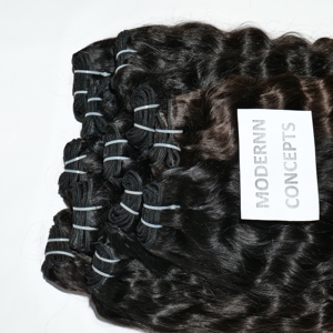 Vente en gros 100% extensions de cheveux humains de temple indien vierge brut meilleure qualité ondulée cuticule alignée vagues naturelles compétitives - Product Image 3