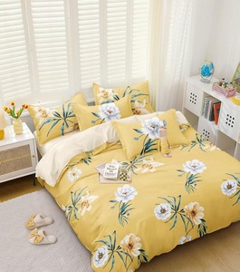 Parure de lit imprimée à carreaux de qualité supérieure, 1 pièce, housse de couette, drap et taies d'oreiller écologiques, respirants et biologiques, 1,8 m, pour usage domestique toutes saisons - Product Image 3