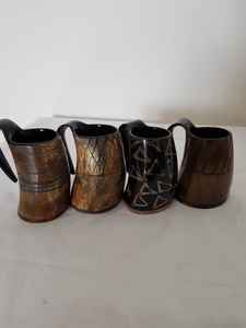 Chope à bière traditionnelle viking de luxe, en corne polie à la main, durable, style floral, option de logo personnalisé pour les festivals et les reconstitutions historiques - Product Image 6