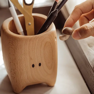 Wooden <b>Pen</b> and Pencil Holder Custom Beech Walnut Desk Stand <b>Pen</b> Holder and Card <b>Organizer</b> Display Decoration for Home & Office - Product Image 4