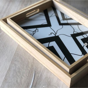 ถาดเสิร์ฟไม้คัตเอาท์จับรูปสี่เหลี่ยมผืนผ้าตกแต่งถาดเสิร์ฟอาหารสําหรับบ้านโรงแรมซัพพลายเออร์อุปกรณ์เสริม - Product Image 3