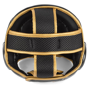 หมวกกันน็อคชกมวยสำหรับผู้ใหญ่, หมวกสำหรับใส่ป้องกันใบหน้าทำจากหนังสีดำทองออกแบบโลโก้ได้ตามต้องการ - Product Image 5