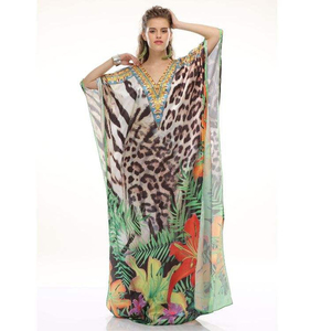 Elegante Vestido Kaftan Tribal Maxi para Mujer, Ligero, de Georgette, Talla Única, Estilo Veraniego para la Playa - Product Image 6