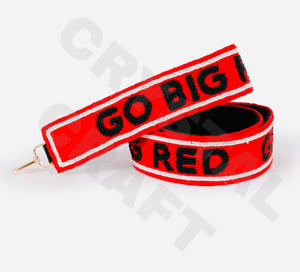 CRYSTAL CRAFT Go Big Red Sangle de sac à main en perles de verre, couleur personnalisable, perles de rocaille style indien, taille personnalisée, logo personnalisé accepté - Product Image 1