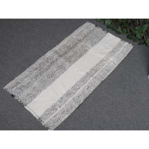 พรมวินเทจขนาดเล็ก 1.7x3.1 ฟุต พรมตุรกี พรมขนสัตว์คิลิมสีดำ - Product Image 2