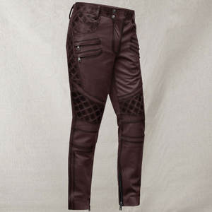 กางเกงหนังแท้ผสมผ้าแคนวาสสำหรับผู้ชาย ขนาดปรับได้ เอวยางยืด สวมใส่สบาย มีหลายขนาดให้เลือก - Product Image 2