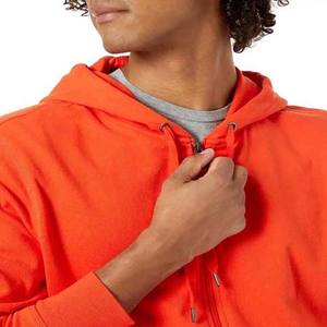 2025 mode en gros hommes Streetwear sweats à capuche coupe ajustée tenue décontracté à manches longues couleur Orange coton polaire hommes sweats à capuche basiques - Product Image 4