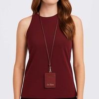 Collier longue chaîne pour femme cordon en cuir pochette porte-cartes personnalisée OEM ODM