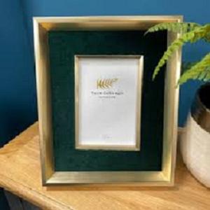 High Quality Handmade Green Velvet and <b>Deep</b> Gold <b>Photo</b> <b>Frame</b> with Designer Border Best Home Table Decor at Low Price - Product Image 1