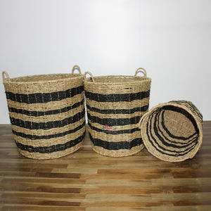 Panier de rangement en osier de jonc de mer fait à la main et respectueux de l'environnement, boîtes cadeaux décoratives pour une décoration élégante de la maison et du bureau - Product Image 6