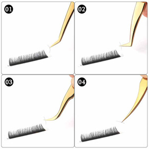 Pinzas para pestañas de acero inoxidable, profesionales para extensión de pestañas, decoración dorada, pinzas para pestañas antiestáticas, herramienta de maquillaje - Product Image 2