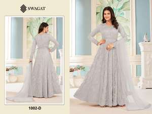 Sari indien en tissu net de designer avec travail de pierres pour une occasion spéciale, tenue élégante, drapé confortable, traditionnel pour les fêtes - Product Image 5