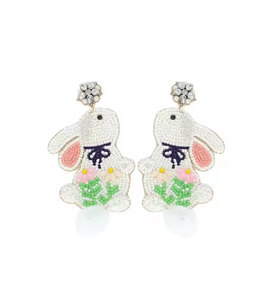 Pendientes de Cuentas de Arroz Hechos a Mano con Estética de Pascua, Conejo Blanco Bohemio, Joyería de Moda de Estilo Étnico - Product Image 4