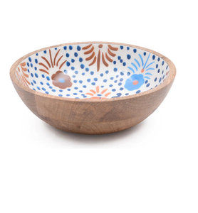 Bol à salade en bois de vente chaude émail imprimé bol de service rond design unique pour la vente en gros de l'Inde - Product Image 2