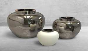 Ensemble de vases modernes en métal, finition chromée et noir mat, vase décoratif pour la maison et l'hôtel. - Product Image 3