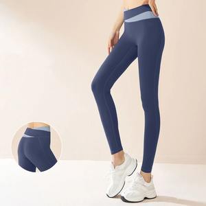 Mallas de gimnasio de compresión de seda con logotipo personalizable de alta calidad para mujer, pantalones de entrenamiento deportivos activos de punto, cintura al por mayor - Product Image 1